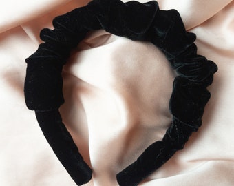 Black Velvet Scrunchie Headband | Padded headband | luxury headband | Hand Made | Diadema