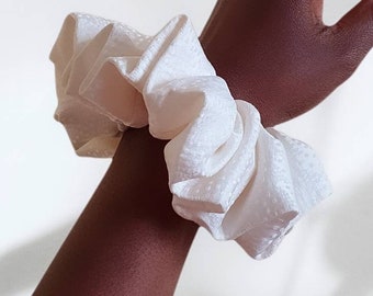 White XL silk wedding scrunchie bridal