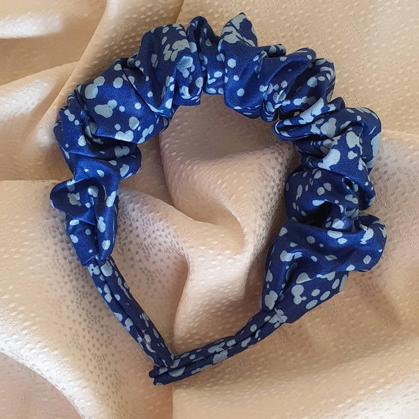 Blue spotted Scrunchie Headband african print