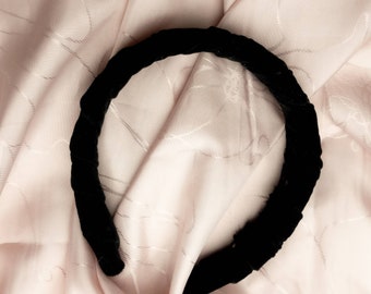 Luxury black velvet wrapped Headband | luxury headband | Hand Made | Diadema