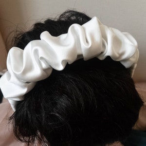 Luxury white Bridal Scrunchie Headband | wedding headband|  padded headband| satin