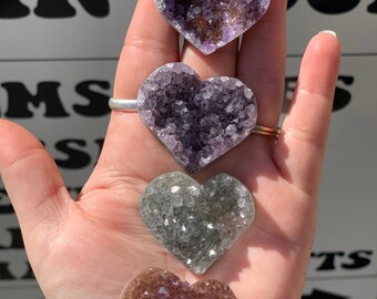 Amethyst Druze Hearts