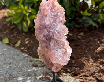 Large Pink Amethyst on Stand