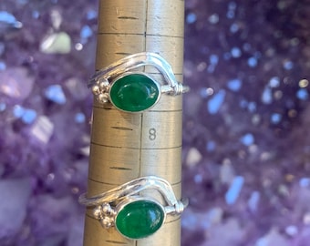 Jade Sterling Silver Ring: Mayan Harmony Stone