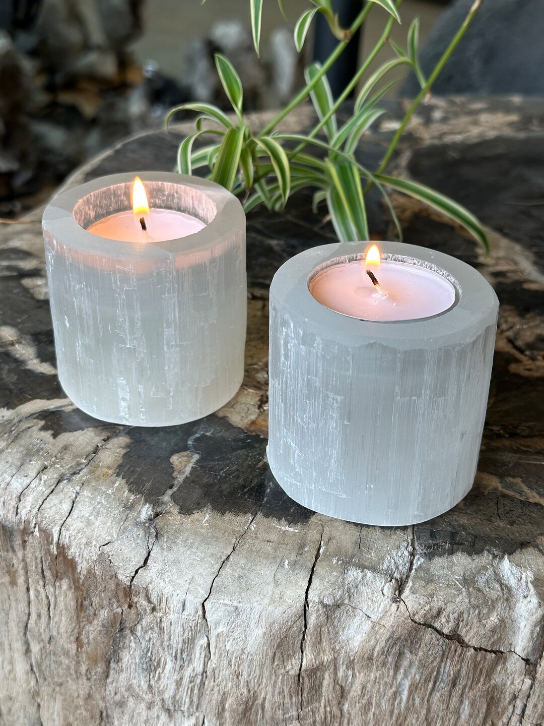 Selenite Candle Holders Etsy