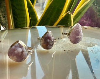 Grape Chalcedony Agate Sterling Silver Rings
