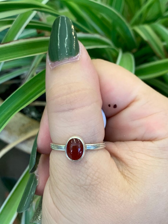 Sterling Silver Carnelian Ring - Size 8 - image 2