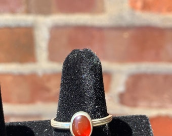 Sterling Silver Carnelian Ring - Size 8