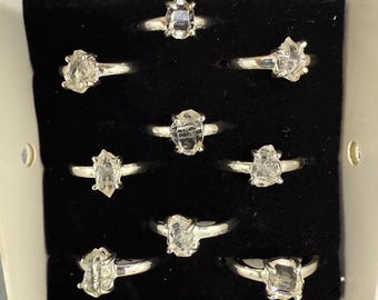 Raw Herkimer Diamond Rings