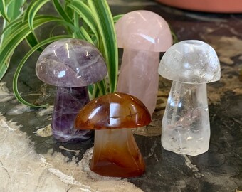 Crystal Mushroom: Carved Healing Stone Decor