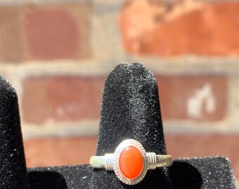 Sterling Silver Carnelian Ring - Size 7.5