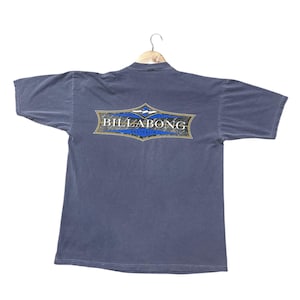 Vintage 90s Billabong Australia surf style surfing backhit blue tee size M