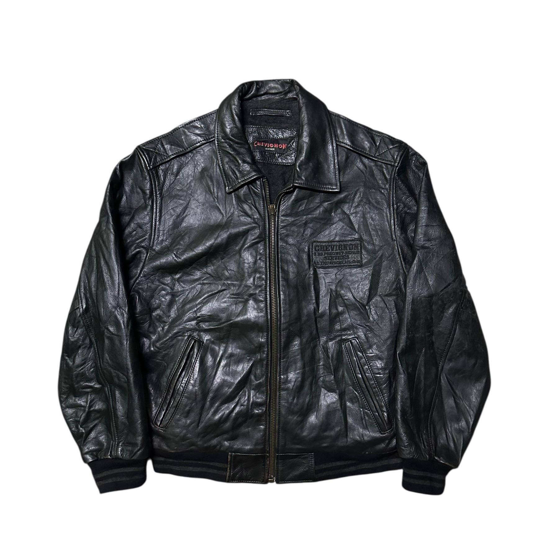 90s 本革 CHEVIGNON Leather jacket Vintage 90s Chevignon Leather Jacket - Etsy
