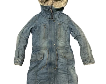 vintage Hysteric glamour sherling lining denim long jacket hooded