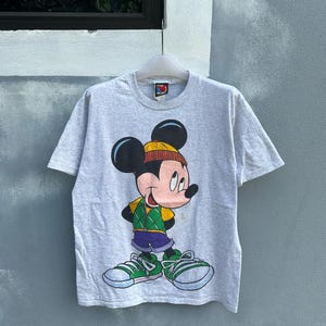 Vintage 90s Mickey mouse disney mirror printed by velva sheen size M made in USA