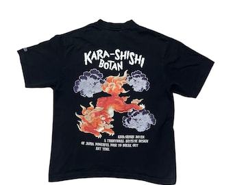 Vintage Sun surf Kara shishi botan backhit hawaiian tshirt