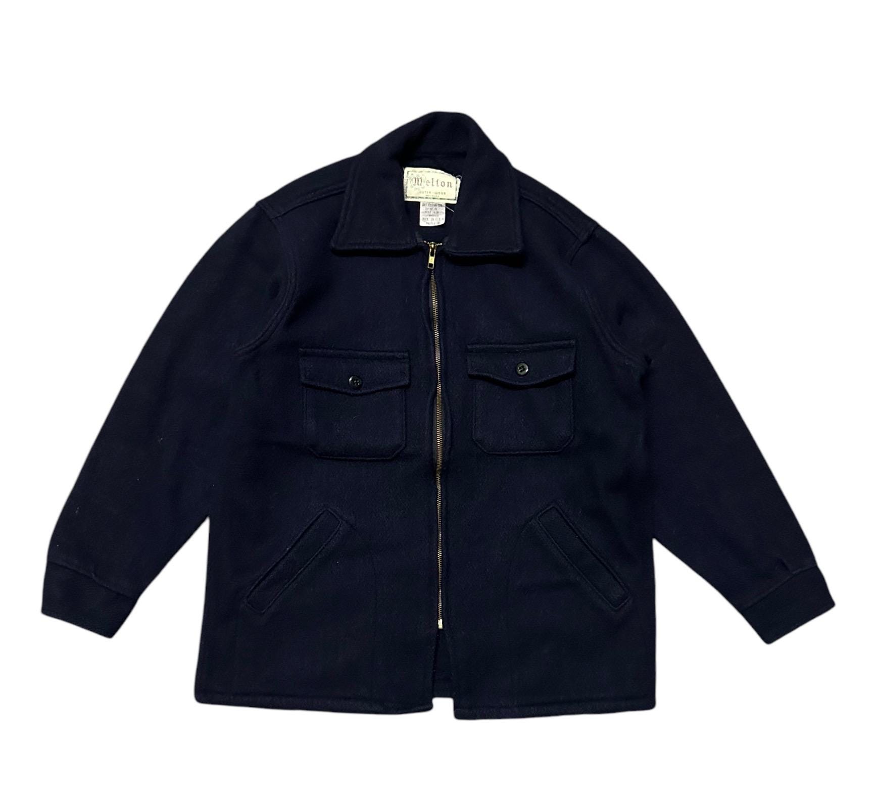 Vintage Melton Wool Zipper Jacket Black - Etsy Canada
