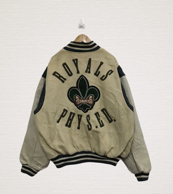 Vintage snap button wool Varsity jacket leather ha