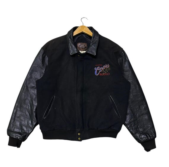 Vintage 80s Varsity Wool Leather Jacket - Etsy
