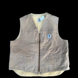 pick up !! vintage carhartt sherling cotton vest jacket