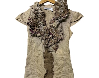 vintage katoenen blouse met ruches en knoopsluiting van Yves Saint Laurent