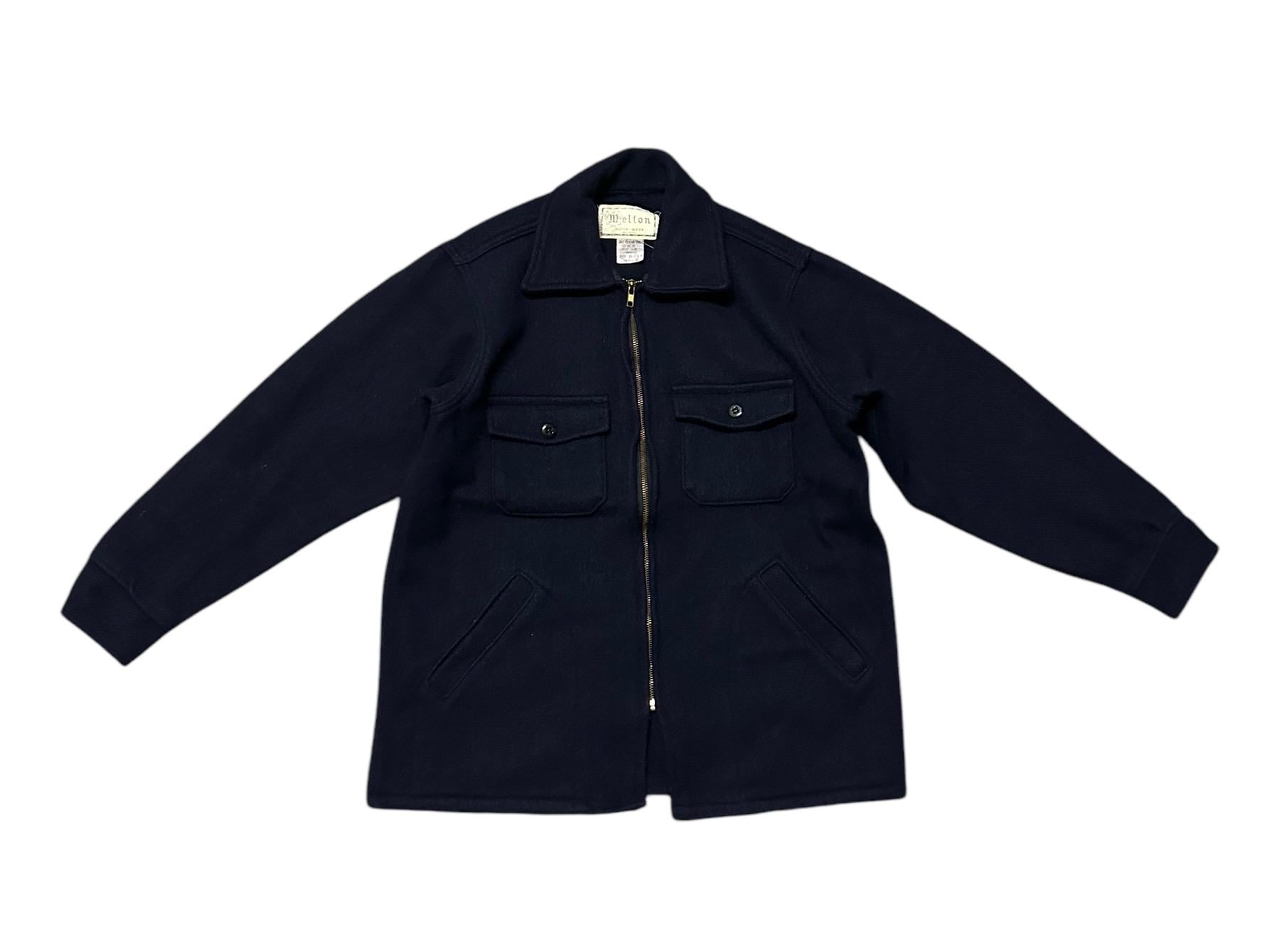 Honnete black melton wool jacket France製 100% Wool melton french workwear jacket / A L'O - 1905 - Paris