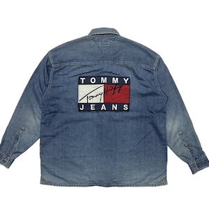 Vintage Tommy hilfiger backhit zipper denim jacket blue colour