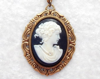 Black and White Cameo Pendant- Morning Glory Designs