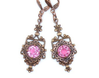 Pink Crystal Earrings- Morning Glory Designs