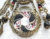 Polka Dot Parade- Vintage Glass Button Necklace and Earring Set- Morning Glory Designs