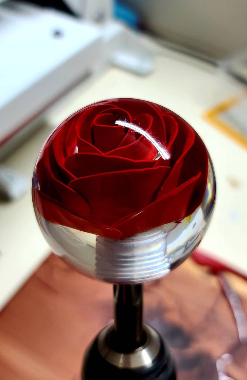 Resin Shift Knob Red Rose Underwater Custom Colors Available Etsy