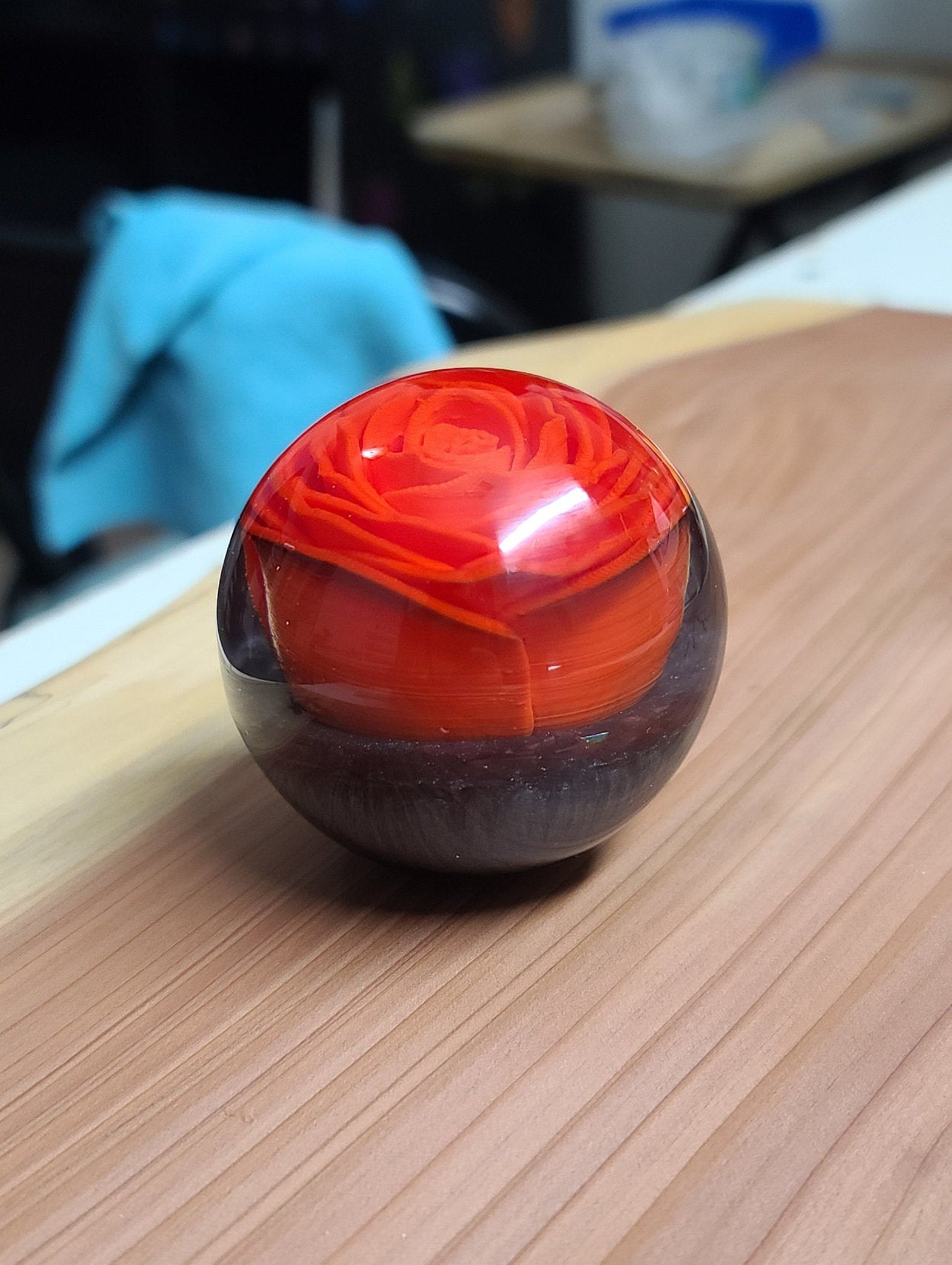 Resin Shift Knob Red Flower Clear Underwater Ball Automotive Etsy