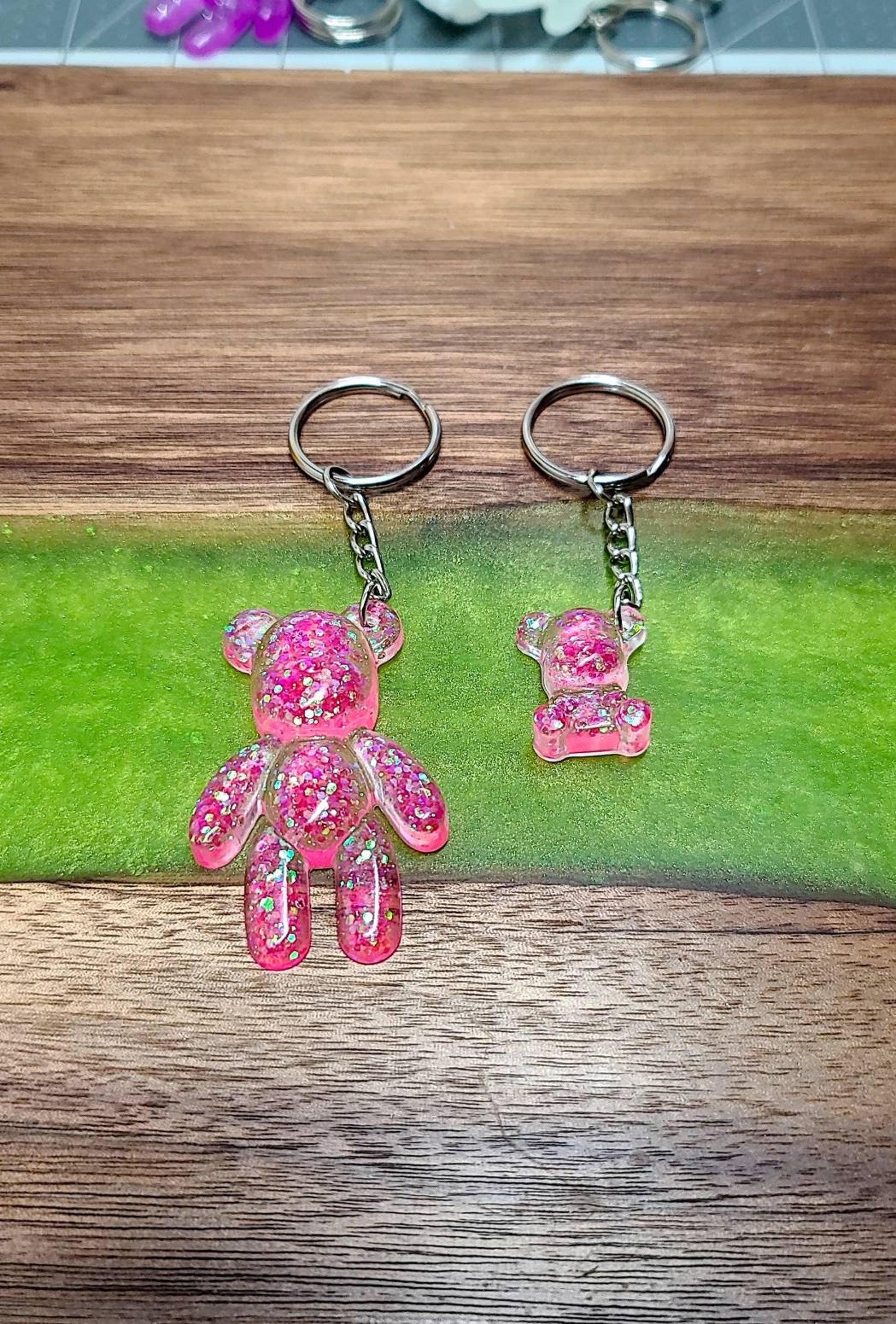 Pink Glitter Teddy Bear Keychains FREE SHIPPING | Etsy