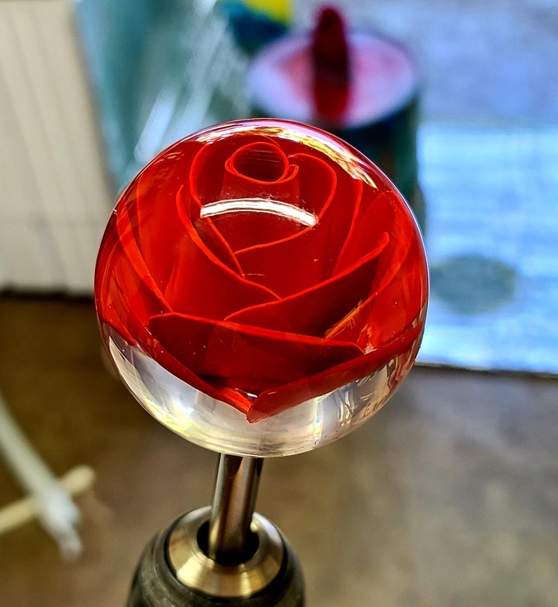 Resin Shift Knob Red Rose Underwater Custom Colors Available Etsy