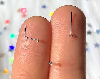 TINY Sterling Silver Diamond Nose Stud 1mm Small Nose Stud Nose Stud Tiny Nose Studs Diamond Nose Ring Diamond Nose Ring 1mm Nose Studs