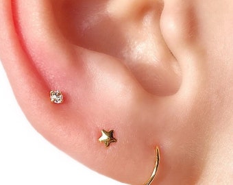 Minimalistische Sternohrstecker in Gold oder Silber