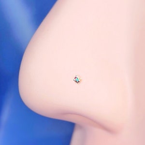 SUPER SPARKLY TINY Nose Stud in Sterling Silver and 18K Gold, 22 Gauge Unisex Nose Stud