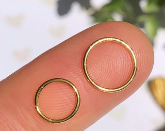 THIN 18K Gold Helix Hoop Nose Hoop Gold Nose Ring 8mm 10mm Septum Ring Gold Septum Piercing Gold Body Jewelry 20g Gold Hoop Simple Gold Hoop