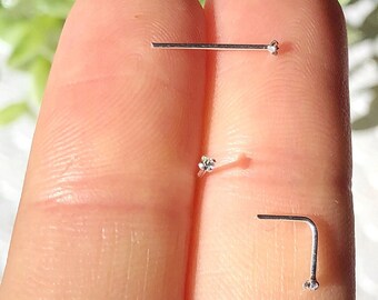 3-Pack 20g Sterling Silver Nose Studs – 1mm Micro Gem CZ – Bendable Straight