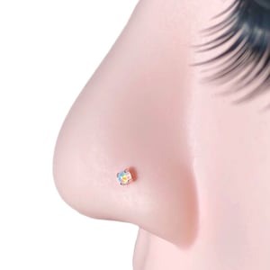 Tiny Fire Opal Nose Stud: 22g Sterling Silver Nose Ring