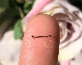 18K Rose Gold Nose Ring: Tiny Diamond Piercing, Minimalist Style