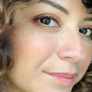 TINY Turquoise Silver Nose Stud Nose Piercing Turquoise Nose Ring Small Nose Stud Tiny Nose Ring Sterling Silver Nose Stud Turquoise image 1