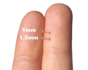 Tiny 1mm Diamond Nose Stud Sterling Silver MICRO Nose Stud Minimalist Nose Piercing Jewelry