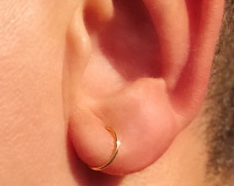 Minimalist Seamless Hoop Earring for Men Sterling Silver or 18K Gold