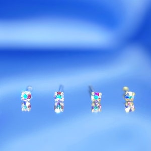 22g TINY 1mm Nose Studs and Nose Bones Gold Sterling Silver Nose Studs for 22g Nose Piercing Aurora Borealis Multiple Colors Super Sparkly