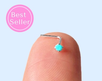 Sterling Silver Nose Stud Turquoise Nose Stud, Small Nose Stud, Nose Ring Silver Nose Stud, Turquoise Nose Ring, Turquoise Nose Stud