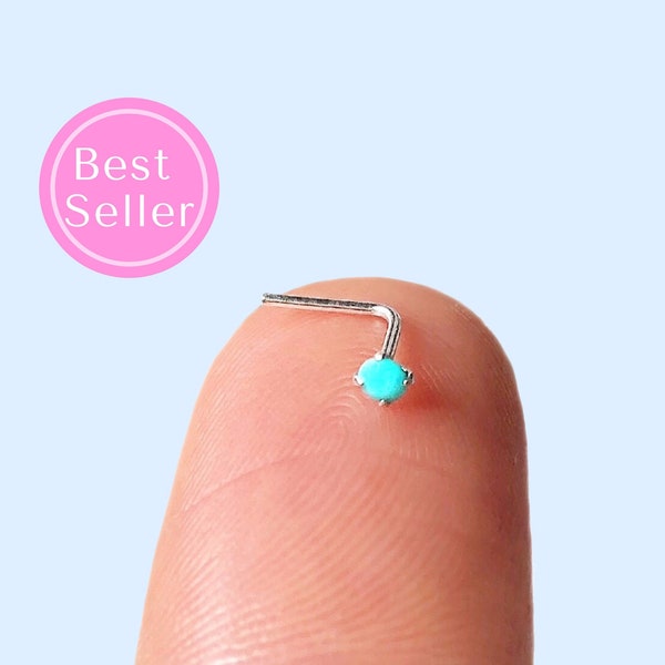 Sterling Silver Nose Stud Turquoise Nose Stud, Small Nose Stud, Nose Ring Silver Nose Stud, Turquoise Nose Ring, Turquoise Nose Stud