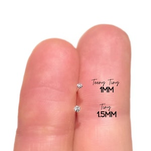 Tiny 1mm CZ Diamond Nose Stud Sterling Silver Nose Stud 18G 20G 22G Nose Stud Minimalist Nose Piercing Tiny Nose Jewelry