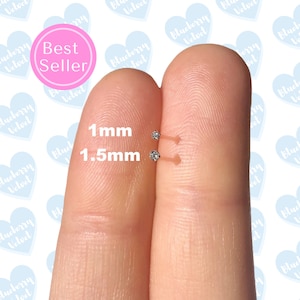 TINY 24K Gold Nose Stud Rose Gold Small Nose Ring Diamond Nose Stud 1mm Nose Stud Gold Nose Stud Dainty Nose Ring Thin