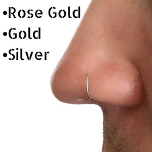 Unisex Nose Piercing Unisex Earrings Nose Hoops 20g 22g Nose Sterling Silver Nose Ring Unisex Nose Ring 20 Gauge Hoop For Men Guys Earring image 1